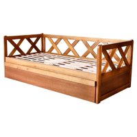 Cama Solteiro Com Cama Auxiliar Madeira Macica Xila Mogno Mell NATH