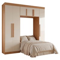 Guarda Roupas Modulado Closet Quarto Completo 6 Portas com Espaço para Cama Solteiro 0,88m Madrid