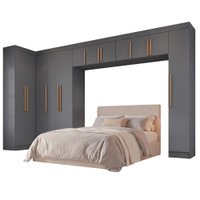 Guarda Roupas Modulado Closet de Canto Quarto Completo 12 Portas Espaço Cama Queen 1,58m Madrid