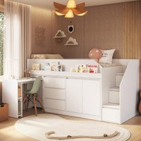Cama Infanto Juvenil com Escrivaninha e Balcão Branco Completa Móveis