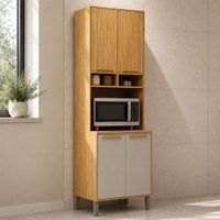 Paneleiro 70 Cm Trebbiano 4 Portas 100% Mdf Amêndoa/Off White - Rio Doce