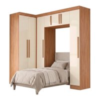 Guarda Roupas Modulado Closet de Canto Quarto Completo 7 Portas Espaço Cama Solteiro 0,88m Madrid