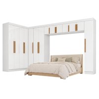 Guarda Roupas Modulado Closet de Canto Quarto Completo 14 Portas Espaço Cama Queen 1,58m Madrid