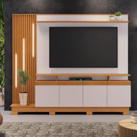 Rack com Painel para TV até 65 Polegadas com LED e 4 Portas Multimóveis CRJCM-RCP004 Cinamomo/Off White