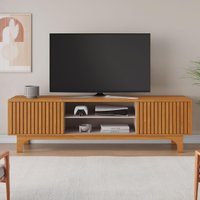 Rack para TV até 70 Polegadas com 2 Portas Ripadas e Nichos Multimóveis CRJCM-RCK005 Cinamomo/Off White