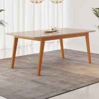 Mesa de Jantar 6 Lugares com Vidro 180cm Retangular Retrô Multimóveis CRJCM-MES007 Cinamomo/Off White