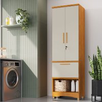 Armário Multiuso Blanc 2 Portas 1 Gaveta 100% Mdf Canela/Off White - Rio Doce