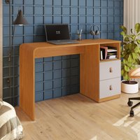 Escrivaninha/Mesa Escritório com 2 Gavetas e Nicho 127cm Multimóveis CRJCM-ESC003 Cinamomo/Off White