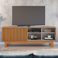 Rack para TV até 70 Polegadas com 1 Porta de Correr e 4 Nichos Multimóveis CRJCM-RCK006 Cinamomo/Off White