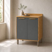 Balcão de Cozinha 80 Cm Trebbiano 2 Portas com Tampo 100% Mdf Amêndoa/Platina - Rio Doce