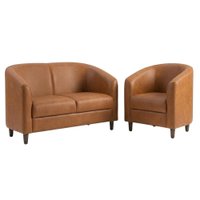 Kit Poltrona E Namoradeira Aura Pes Madeira Courino TCS 727 MOLL