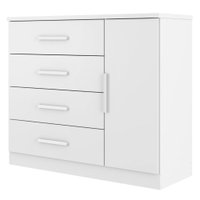 Comoda 4 Gavetas 1 Porta Novage 115 cm Branco Absoluto ZANZ