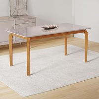 Mesa de Jantar 6 Lugares com Vidro 180cm Retangular Multimóveis CRJCM-MES011 Cinamomo/Off White