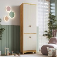 Armário Multiuso Lilo 2 Portas 1 Gaveta 100% Mdf Off White/Amêndoa - Móveis Peroba