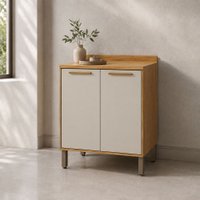 Balcão de Cozinha 80 Cm Trebbiano 2 Portas com Tampo 100% Mdf Amêndoa/Off-White - Rio Doce