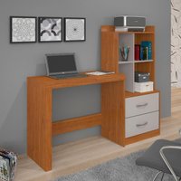 Escrivaninha com Estante e 2 Gavetas 141cm Multimóveis CRJCM-ESC002 Cinamomo/Off White