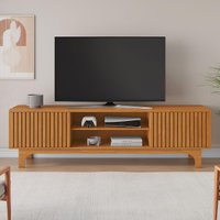 Rack para TV até 70 Polegadas com 2 Portas Ripadas e Nichos Multimóveis CRJCM-RCK005 Cinamomo