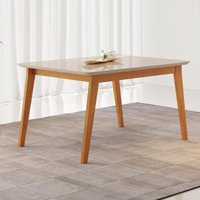 Mesa de Jantar 4 Lugares com Vidro 120cm Retangular Retrô Multimóveis CRJCM-MES008 Cinamomo/Off White