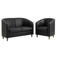 Kit Poltrona E Namoradeira Aura Pes Madeira Courino TCS 724 MOLL