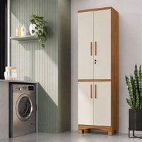 Armário Multiuso Blanc 4 Portas 4 Prateleiras 100% Mdf Canela/Off White - Rio Doce