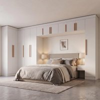 Guarda Roupas Modulado Closet de Canto Quarto Completo 12 Portas Espaço Cama Queen 1,58m Madrid - Branco