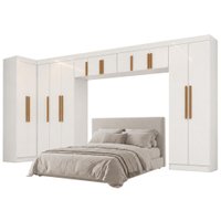 Guarda Roupas Modulado Closet de Canto Quarto Completo 13 Portas Espaço Cama Queen 1,58m Madrid Branco