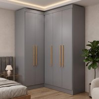 Guarda Roupas Modulado Closet de Canto 5 Portas Madrid - Cinza