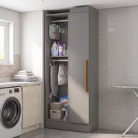 Armário Multiuso para Lavanderia ou Closet para Canto 1 Porta Madrid Cinza