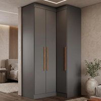 Guarda Roupas Modulado de Canto Madrid com 3 Portas Maxel Cinza