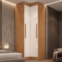 Guarda Roupas Modulado Closet de Canto 2 Portas Madrid Maxel Madeirado/Off White