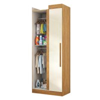 Armário Multiuso para Lavanderia ou Closet para Canto 1 Porta Madrid Madeirado/Off White