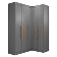 Guarda Roupas Modulado de Canto Madrid com 5 Portas Maxel Cinza
