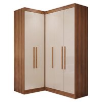Guarda Roupas Modulado Closet de Canto 5 Portas Madrid Madeirado/Off White