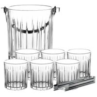 Jogo Balde de Gelo 1L com Pinça e 6 Copos Cristal Soho L'Hermitage Acessórios Bar Bebidas