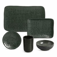 Conjunto 20 pçs Mesa Posta Sushi Cerâmica Verde Porto Brasil Travessas Molheiras Ramekins Copos