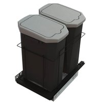 Lixeira Dupla Suporte Deslizante 15 Litros Elite 47x33x48cm Aramado Preto Fosco Embutir Móveis