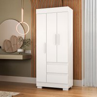 Guarda-Roupa Solteiro Maya 3 Portas 2 Gavetas Branco - Acp Móveis