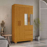 Guarda-Roupa Solteiro Maya 4 Portas 2 Gavetas com Espelho Cinamomo - Acp Móveis