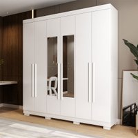 Guarda-Roupa Casal Agata 6 Portas 3 Gavetas com Espelho Branco - Acp Móveis