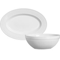 Travessa e Tigela Grandes Cerâmica Branco Roma Porto Brasil Servir Mesa Posta Cozinha