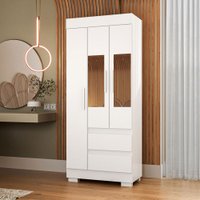 Guarda-Roupa Solteiro Maya 3 Portas 2 Gavetas com Espelho Branco - Acp Móveis