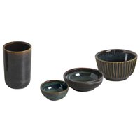 Jogo para Mesa Posta Comida Japonesa 18pçs Porto Brasil Azul Oceano Cerâmica Ramekins e Copos