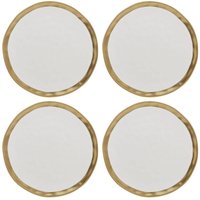 Jogo 4 Pratos Sobremesa 21cm Porcelana Branco Dourado Dubai Wolff Pratinho Louça Mesa Posta
