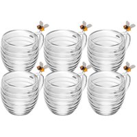 Conjunto 6 Xícaras 180ml Vidro Borossilicato Chá Café Expresso Parede Dupla Abelinhas Lyor