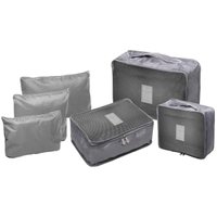 Kit 6 Organizadores de Mala para Viagem Lyor Cinza Nylon Bagagem Arrumar Mochila Roupas