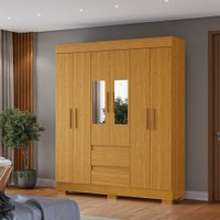 Guarda-Roupa Casal Maya 6 Portas 2 Gavetas com Espelho Cinamomo - Acp Móveis