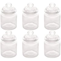 Kit 6 Potes de Vidro 330ml Tampa Hermética Arena Lyor Bomboniere Porta Mantimentos Temperos