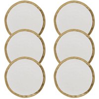 Conjunto 6 Pratos Sobremesa 21cm Dubai Wolff Porcelana Branca Borda Dourada Louça Mesa Posta