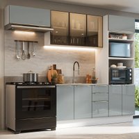 Armário de Cozinha Completa 270 cm Branco/Cinza Lux Madesa 08