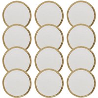 Jogo 12 Pratos Sobremesa 21cm Dubai Wolff Porcelana Branca Borda Dourada Pratinhos Mesa Posta